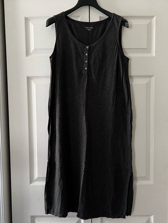 Eileen Fisher Dresses & Skirts - LIKE NEW! — Eileen Fisher Hemp/Organic Cotton Sleeveless Dark Grey Midi Dress